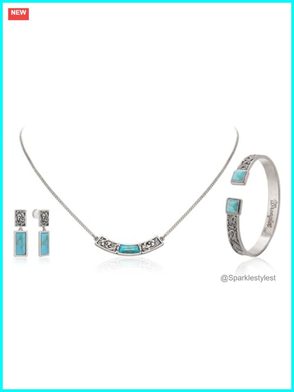 Wrangler Carved Cuff Bracelet Turquoise Western Cowgirl Jewelry for Women